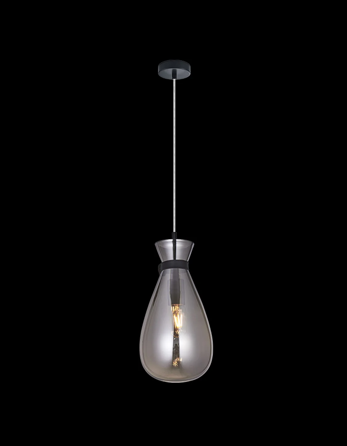 Black smokey glass pendant light