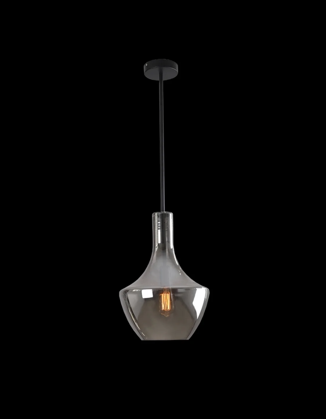 Black smokey glass pendant light
