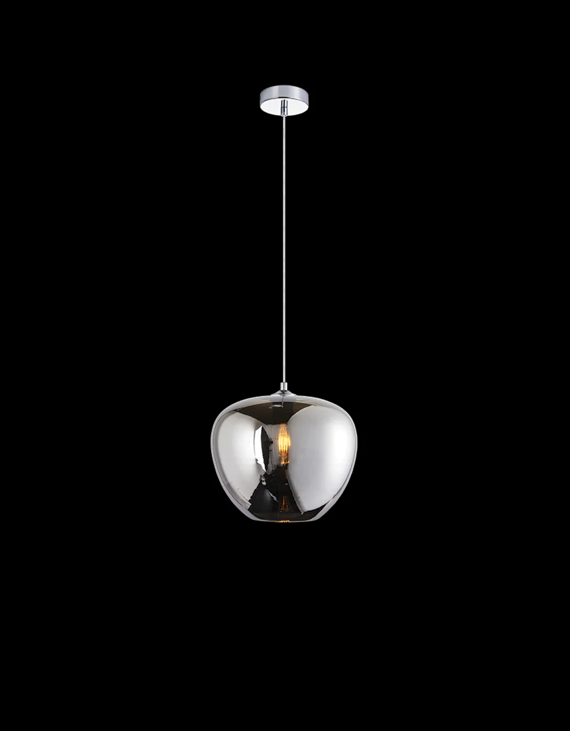 Chrome smokey glass pendant light