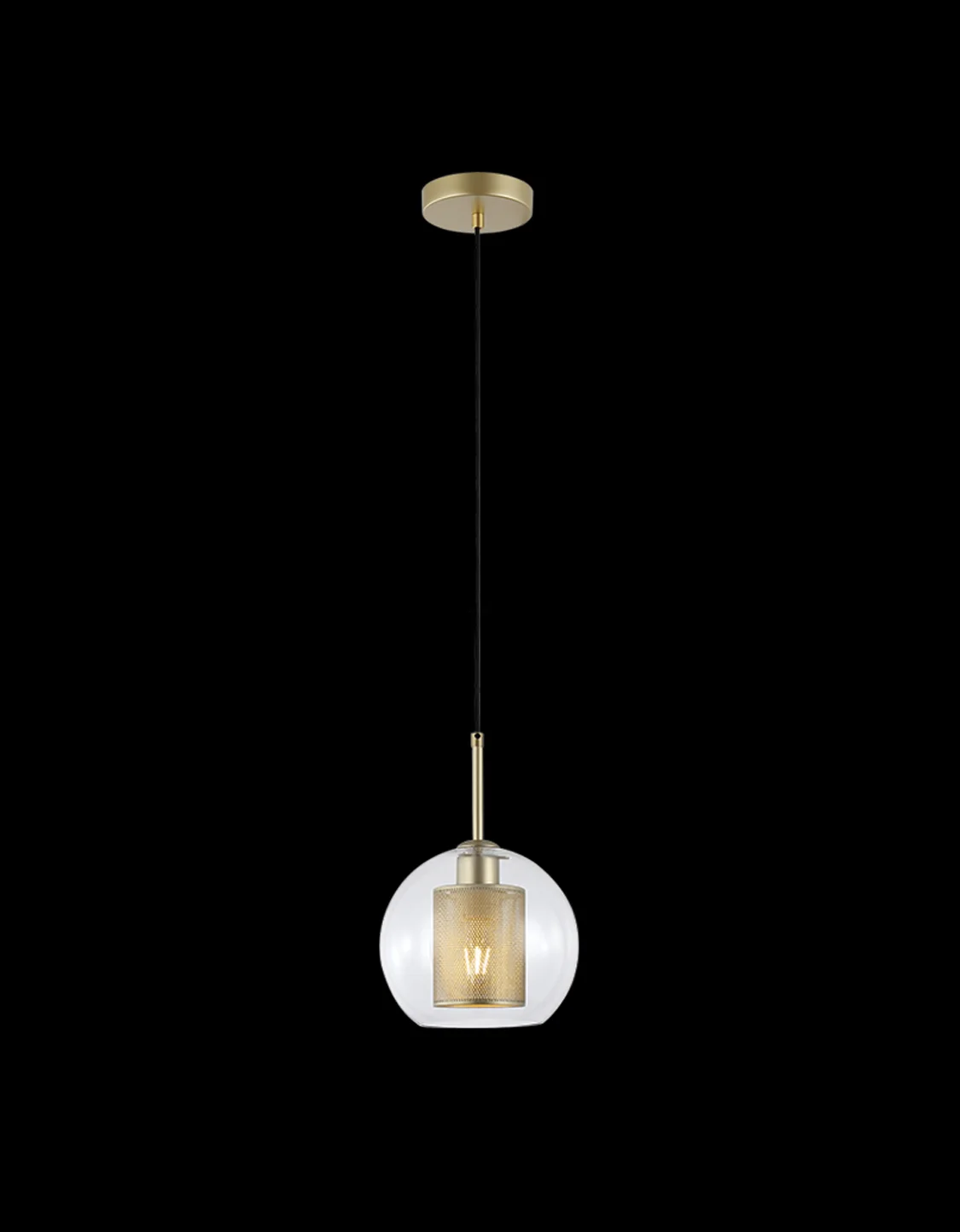 Gold clear glass pendant light