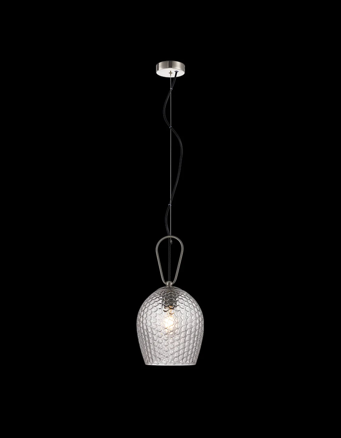 Satin-nickel clear glass pendant light
